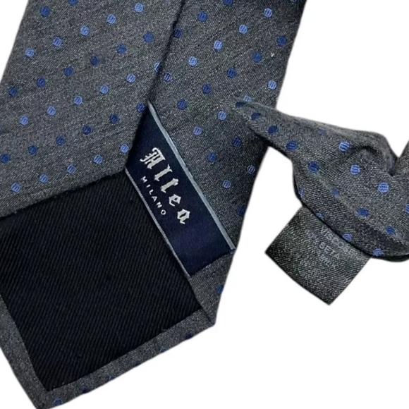 ALTEA XL Gray Polka Dot Silk Blend LUXURY Tie ITALY - Picture 3 of 5